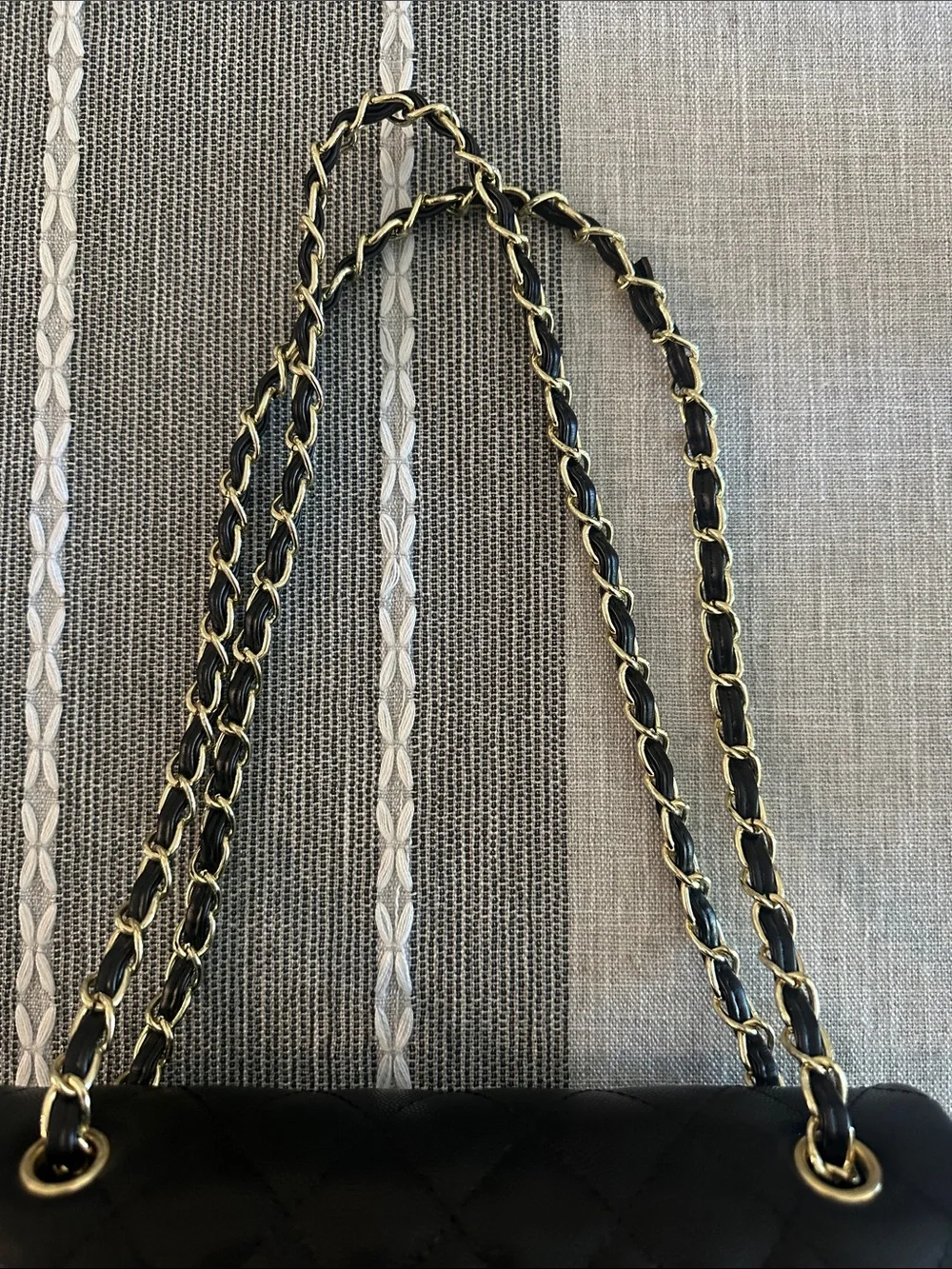 Black Quilted Faux Leather Chain-Handle Shoulder Bag